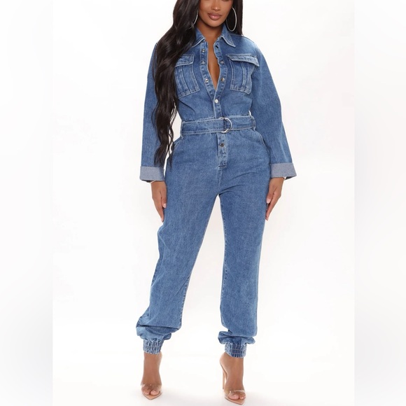 Fashion Nova Pants - Fashion Nova Day Trips Denim Jumpsuit